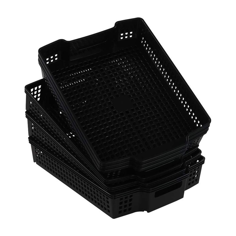 Qqbine Stackable Kitchen Office Desk File Basket Trays  Black  6 Packs - Image 4